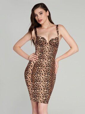 Agent Provocateur Bryoni Leopard Silk Dress UK8 Small (MSRP: $1,195)